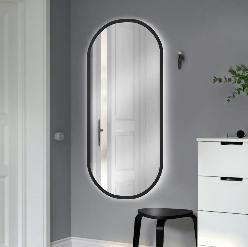 Дзеркало LED овальне чорне 130х60